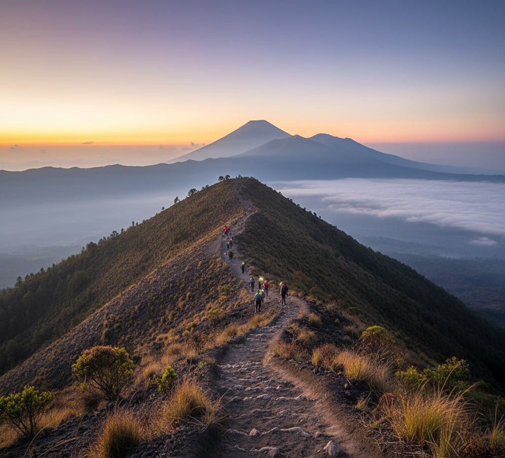 Trekking path up Mount Batur