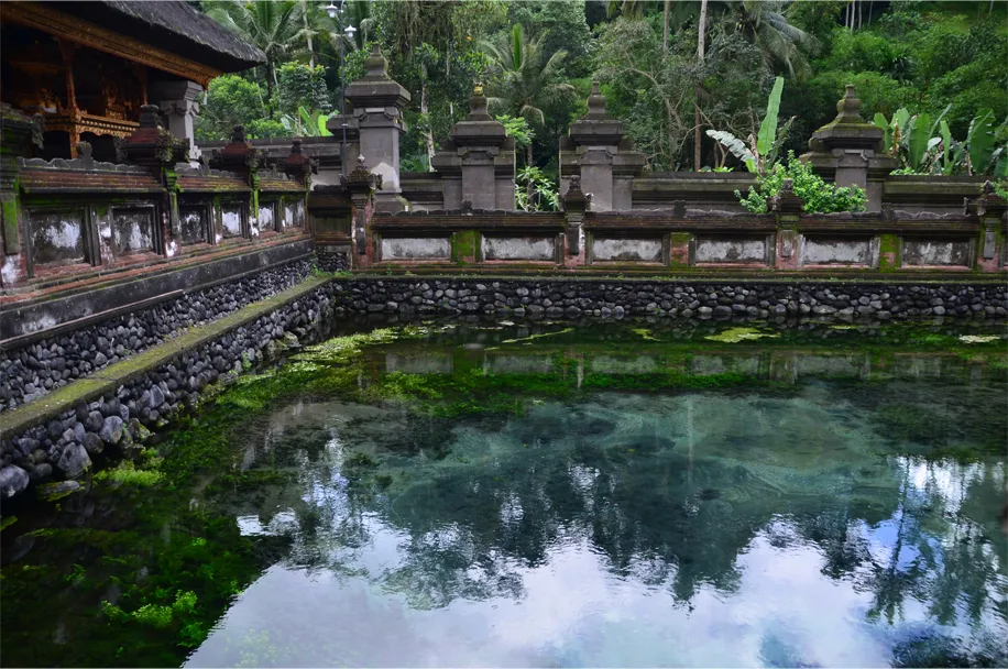 Clear natural spring water at the center of Tirta Empul