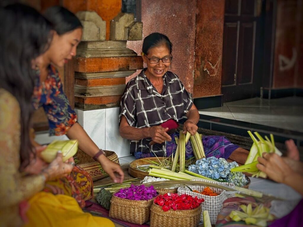 Women creating offerings