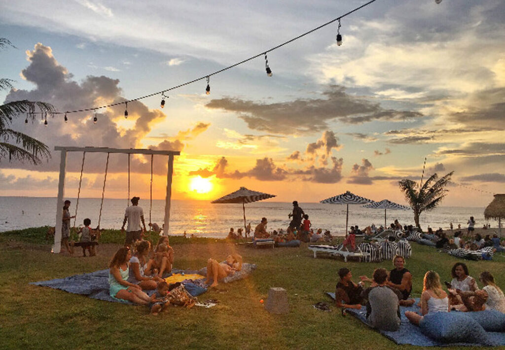 sunset drinks at The Lawn Canggu